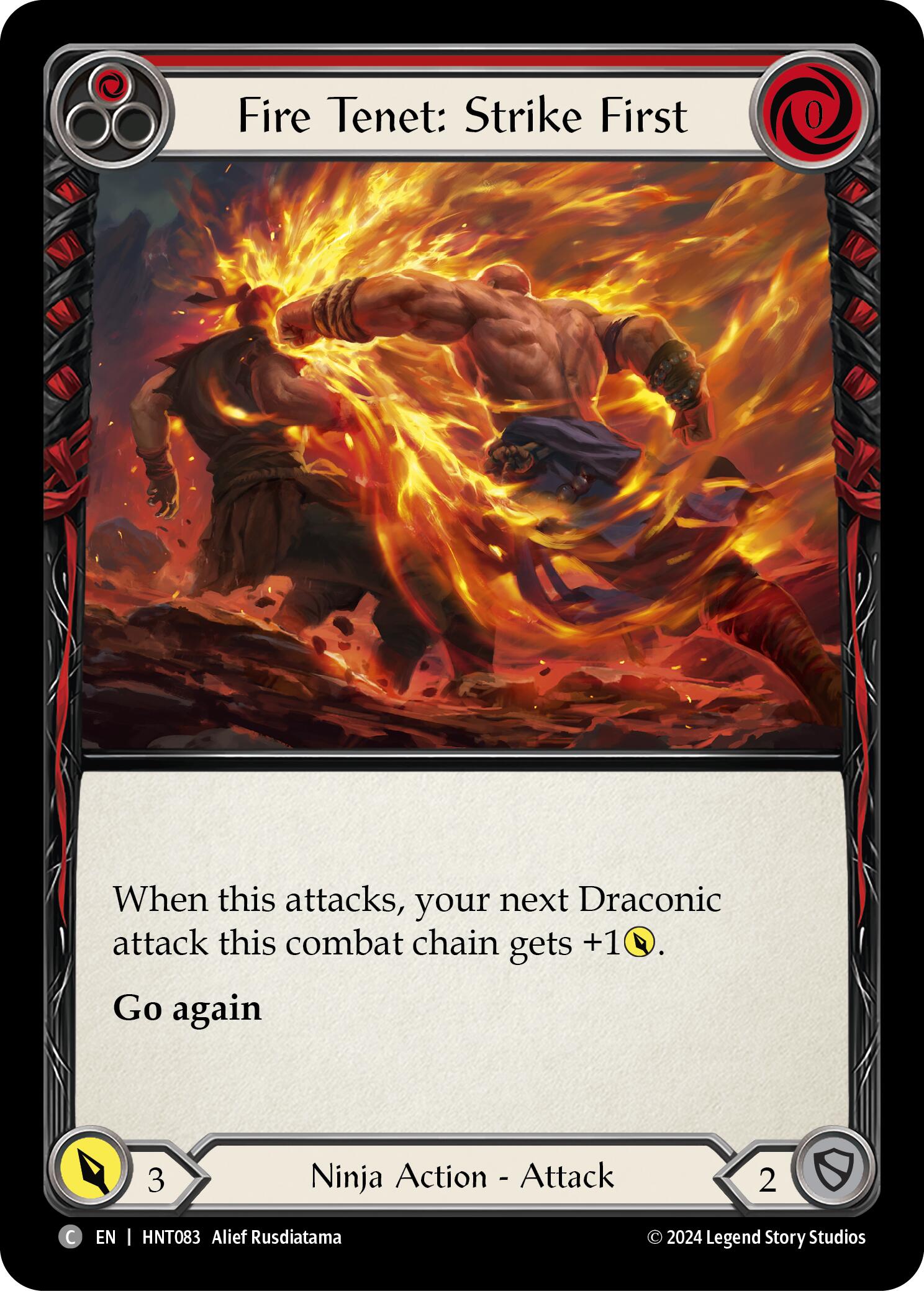 Fire Tenet: Strike First (Red) [HNT083] (The Hunted)  Rainbow Foil | Good Games Cannington
