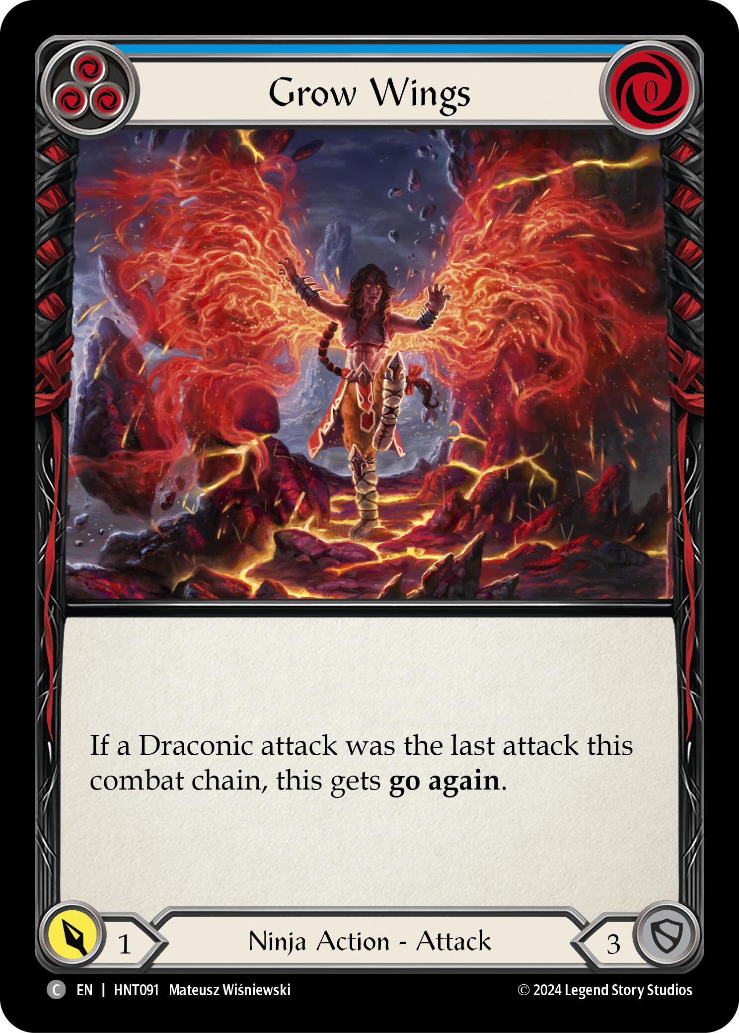 Grow Wings (Blue) [HNT091] (The Hunted)  Rainbow Foil | Good Games Cannington