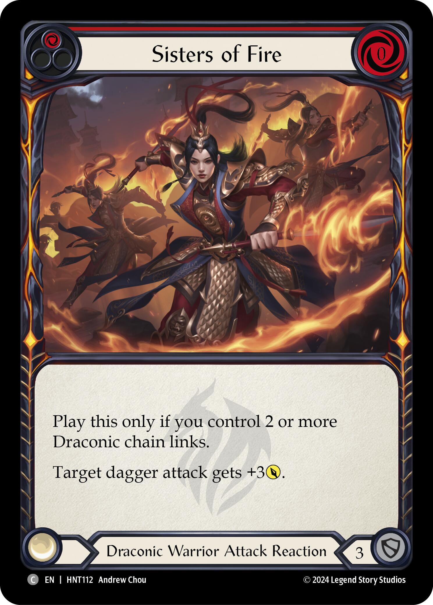 Sisters of Fire (Red) [HNT112] (The Hunted)  Rainbow Foil | Good Games Cannington