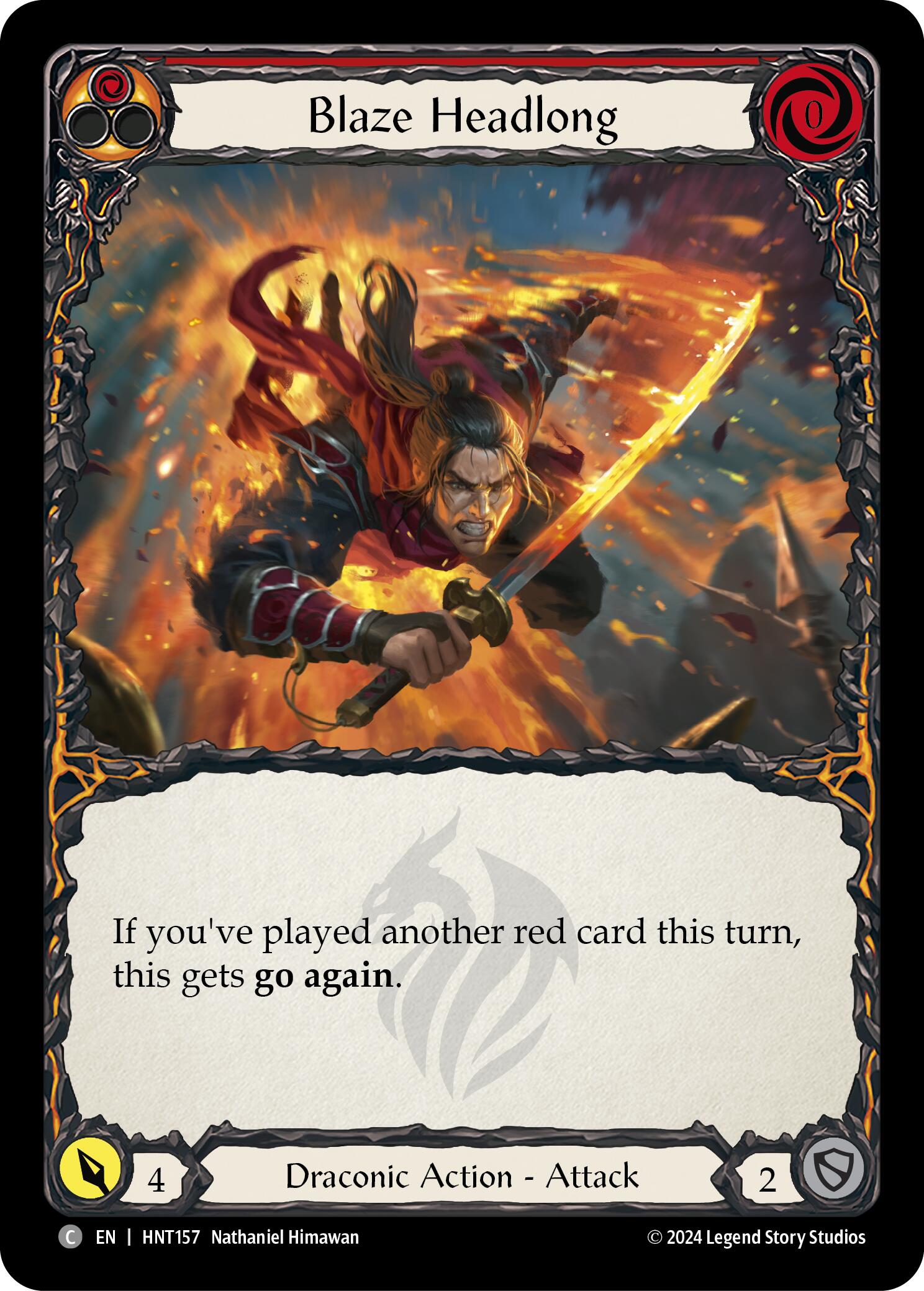 Blaze Headlong (Red) [HNT157] (The Hunted)  Rainbow Foil | Good Games Cannington