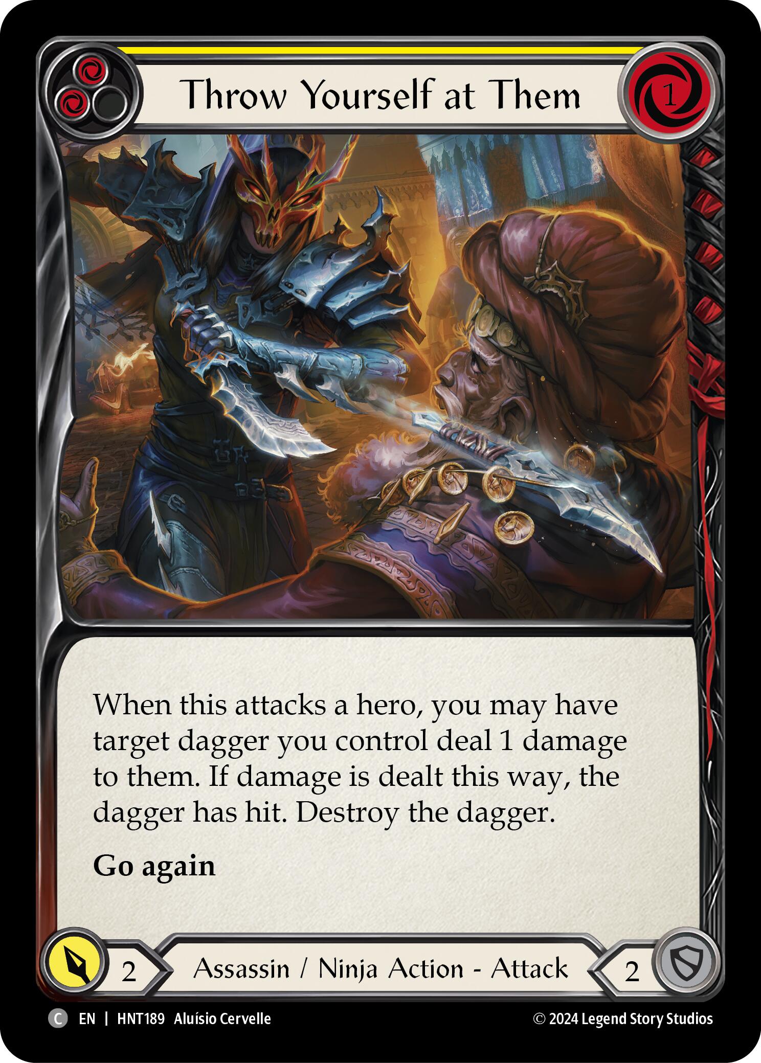 Throw Yourself at Them (Yellow) [HNT189] (The Hunted)  Rainbow Foil | Good Games Cannington