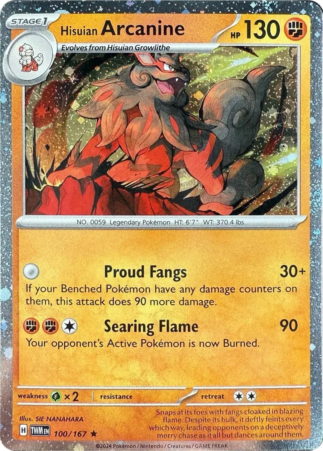 Hisuian Arcanine (100/167) (Cosmos Holo) [Scarlet & Violet: Twilight Masquerade] | Good Games Cannington