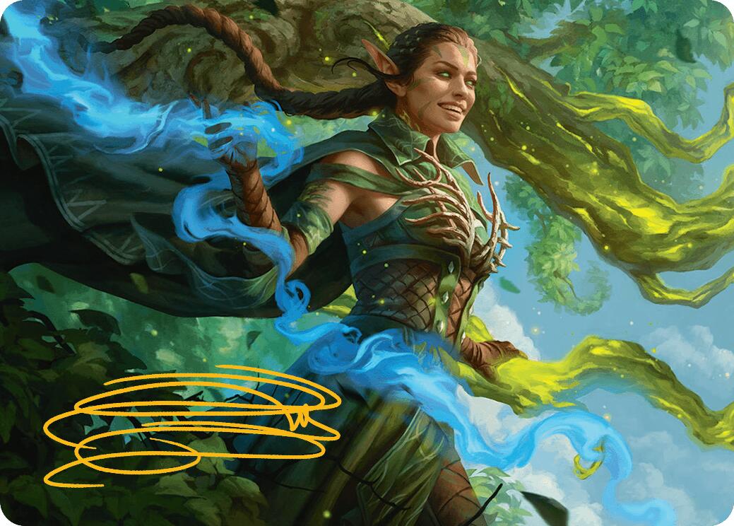 Nissa, Worldsoul Speaker Art Card (Gold-Stamped Signature) [Aetherdrift Art Series] | Good Games Cannington