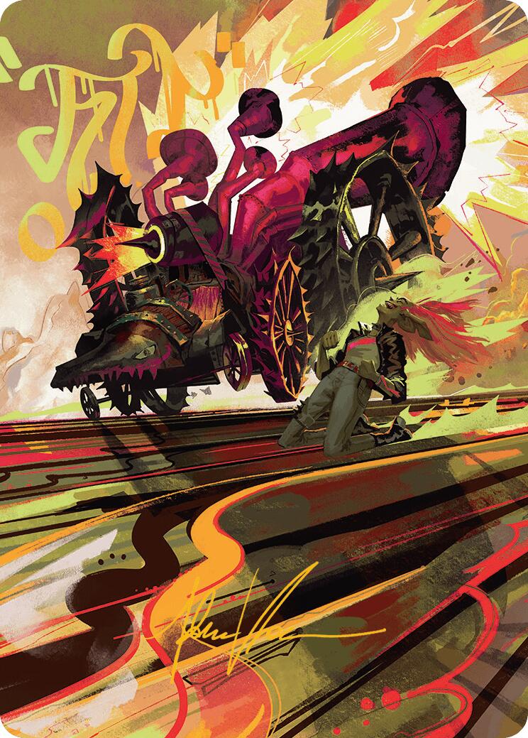 Rocketeer Boostbuggy Art Card (Gold-Stamped Signature) [Aetherdrift Art Series] | Good Games Cannington