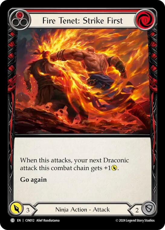 Fire Tenet: Strike First (Red) [CIN012] (The Hunted Cindra Blitz Deck) | Good Games Cannington