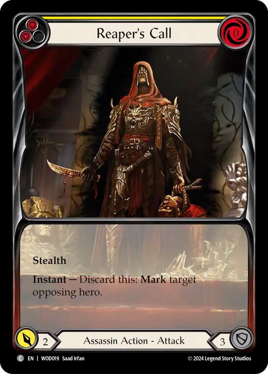 Reaper's Call (Yellow) (Extended Art) [WOD019] (The Hunted Arakni, Web of Deceit Blitz Deck) | Good Games Cannington