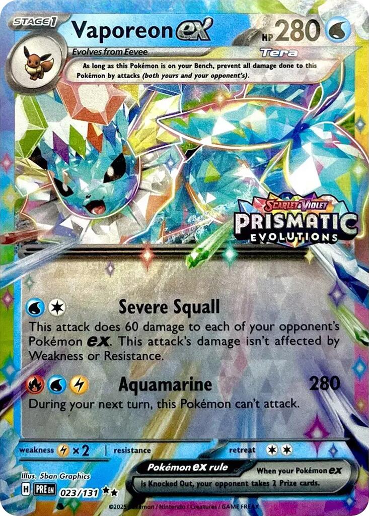 Vaporeon ex (023/131) (Prismatic Evolutions Stamp) [Scarlet & Violet: Prismatic Evolutions] | Good Games Cannington