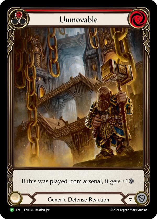 Unmovable (Red) (Extended Art) [FAB306] (Promo)  Rainbow Foil | Good Games Cannington