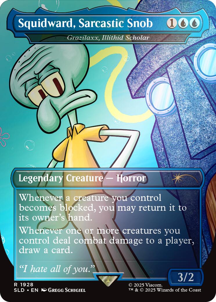 Squidward, Sarcastic Snob - Grazilaxx, Illithid Scholar (Rainbow Foil) [Secret Lair Drop Series] | Good Games Cannington