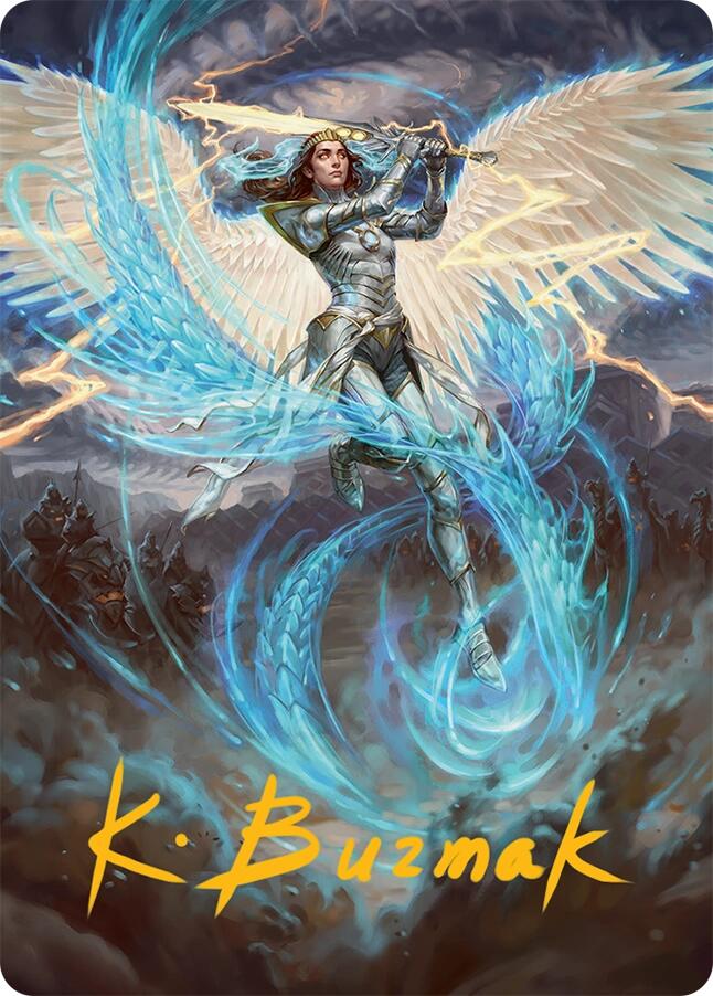 Elspeth, Storm Slayer Art Card (49/54) (Gold-Stamped Signature) [Tarkir: Dragonstorm Art Series] | Good Games Cannington