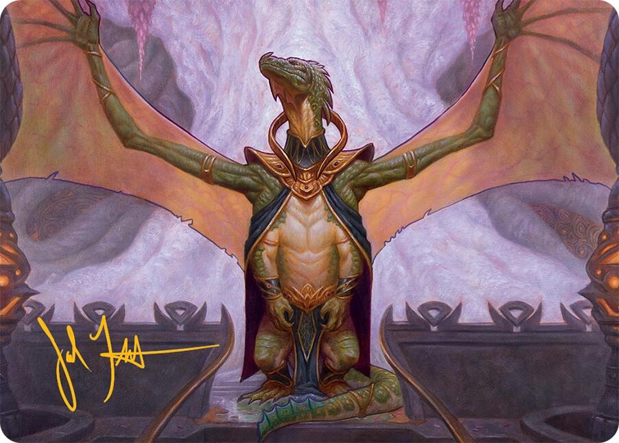 Kheru Goldkeeper Art Card (36/54) (Gold-Stamped Signature) [Tarkir: Dragonstorm Art Series] | Good Games Cannington