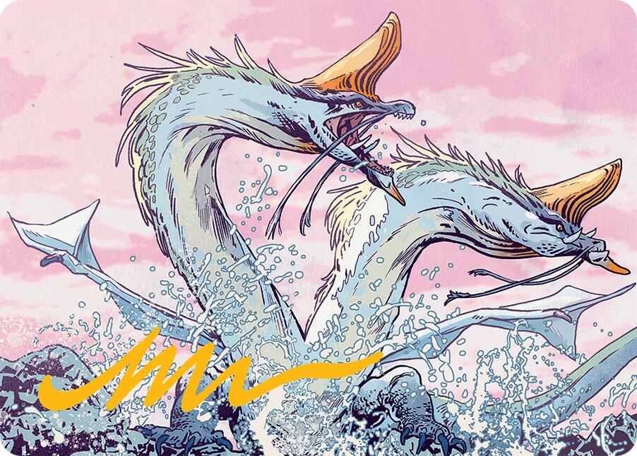 Twinmaw Stormbrood Art Card (39/54) (Gold-Stamped Signature) [Tarkir: Dragonstorm Art Series] | Good Games Cannington