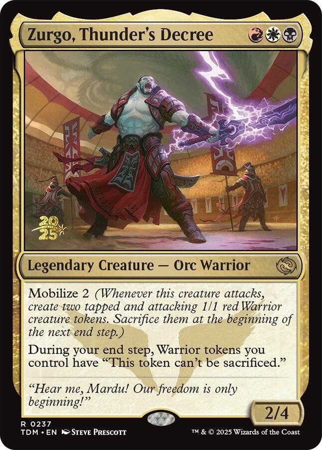 Zurgo, Thunder's Decree [Tarkir: Dragonstorm Prerelease Promos] | Good Games Cannington