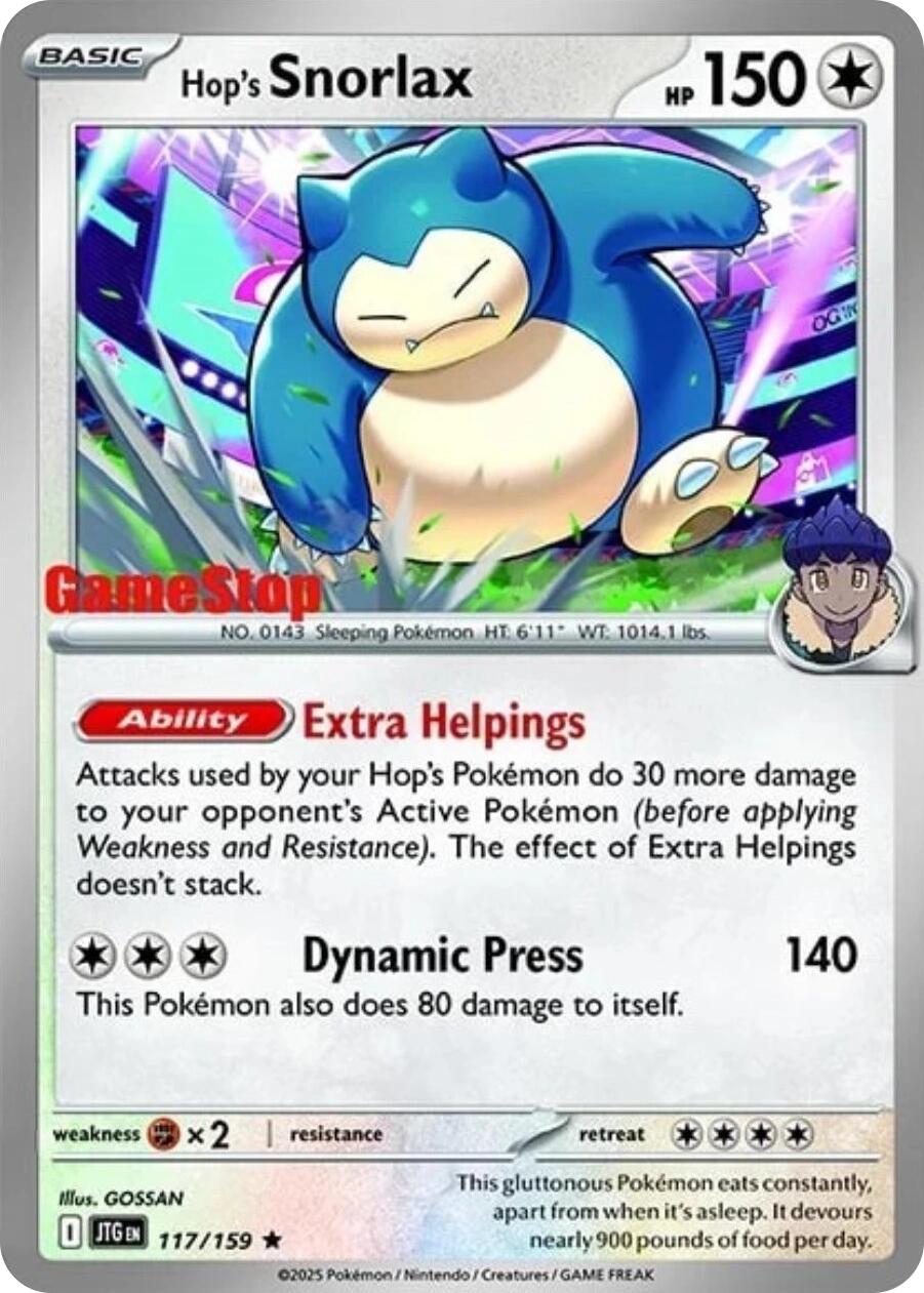 Hop's Snorlax (117/159) (GameStop) (Cosmos Holo) [Scarlet & Violet: Journey Together] | Good Games Cannington