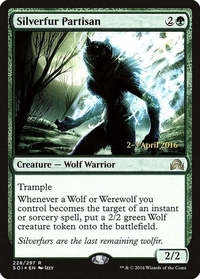 Silverfur Partisan [Shadows over Innistrad Prerelease Promos] | Good Games Cannington