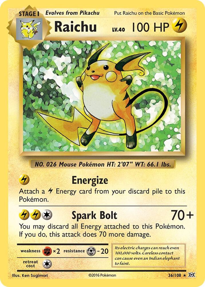 Raichu 36/108 (XY - Evolutions)  - Holofoil | Good Games Cannington