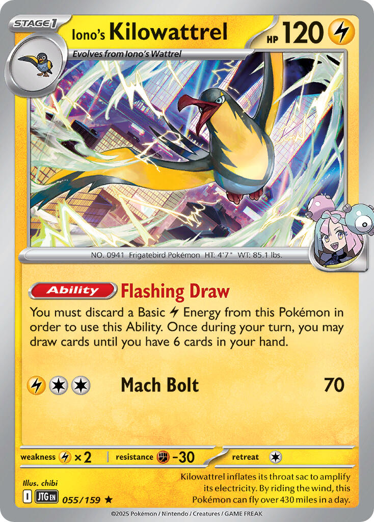 Iono's Kilowattrel (055/159) (Deck Exclusive) [Scarlet & Violet: Journey Together] | Good Games Cannington