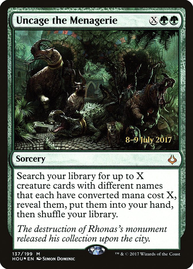 Uncage the Menagerie [Hour of Devastation Prerelease Promos] | Good Games Cannington