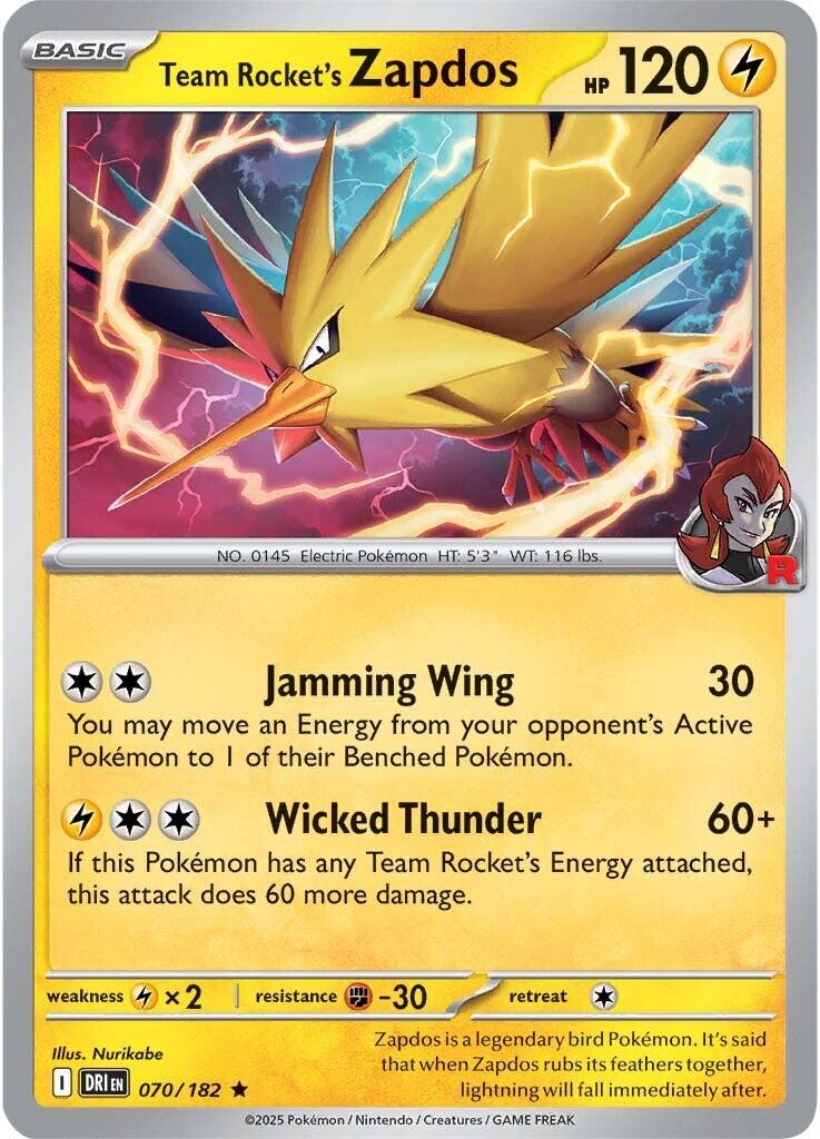Team Rocket's Zapdos (070/182) [Scarlet & Violet: Destined Rivals] | Good Games Cannington