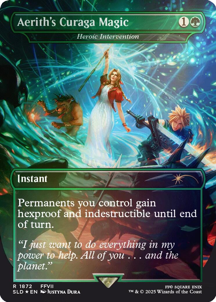 Aerith's Curaga Magic - Heroic Intervention (Rainbow Foil) [Secret Lair Drop Series] | Good Games Cannington
