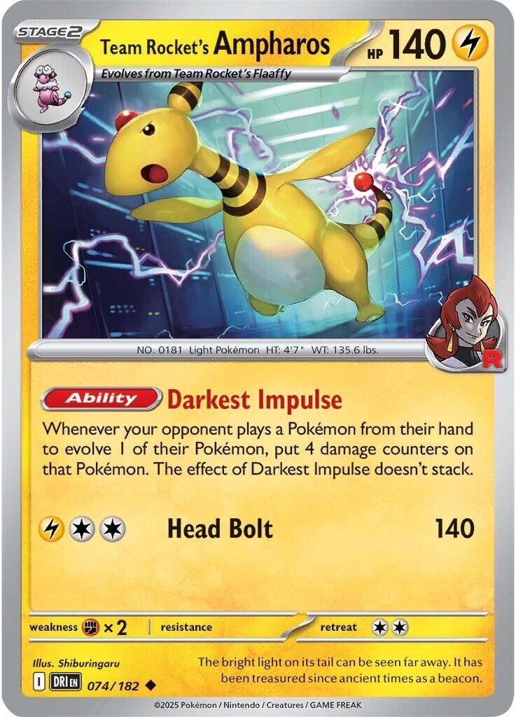 Team Rocket's Ampharos (074/182) [Scarlet & Violet: Destined Rivals] | Good Games Cannington