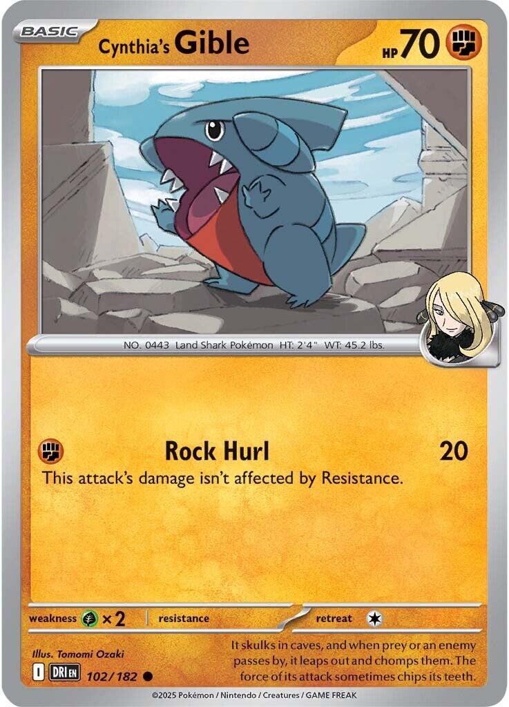 Cynthia's Gible (102/182) [Scarlet & Violet: Destined Rivals] | Good Games Cannington