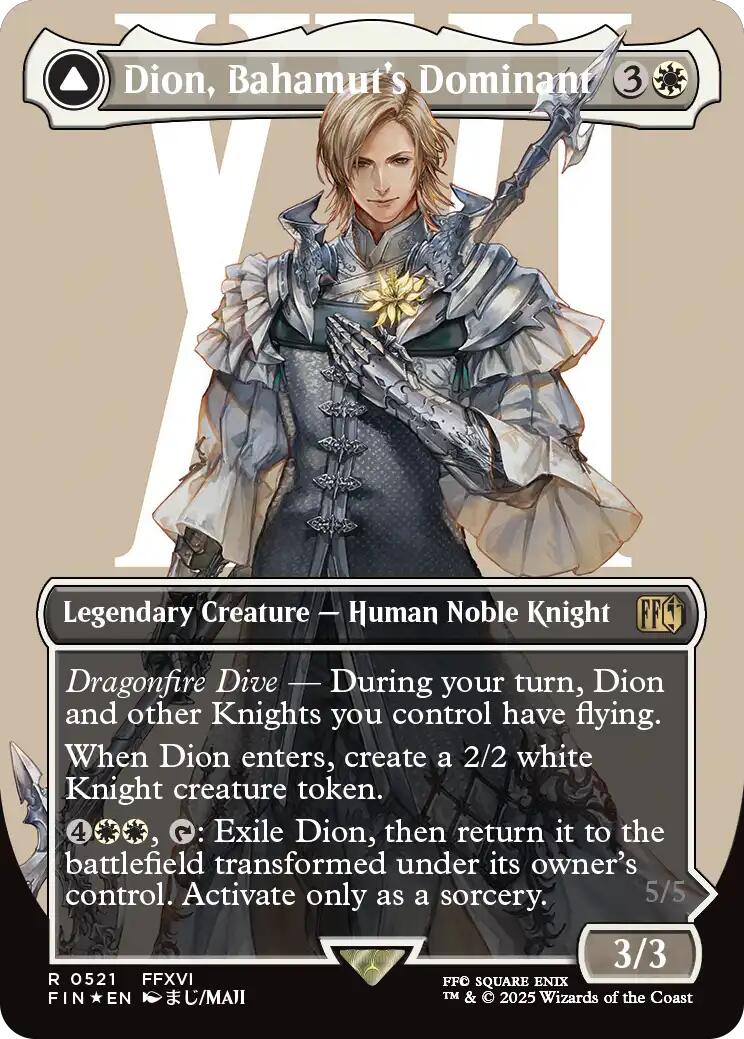 Dion, Bahamut's Dominant // Bahamut, Warden of Light (Borderless) (Surge Foil) [FINAL FANTASY] | Good Games Cannington
