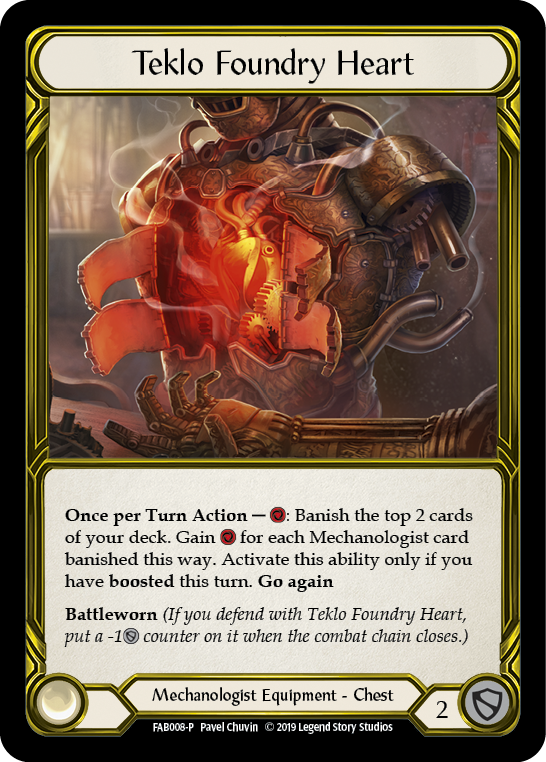 Teklo Foundry Heart [FAB008-P] (Promo)  1st Edition Cold Foil - Golden | Good Games Cannington