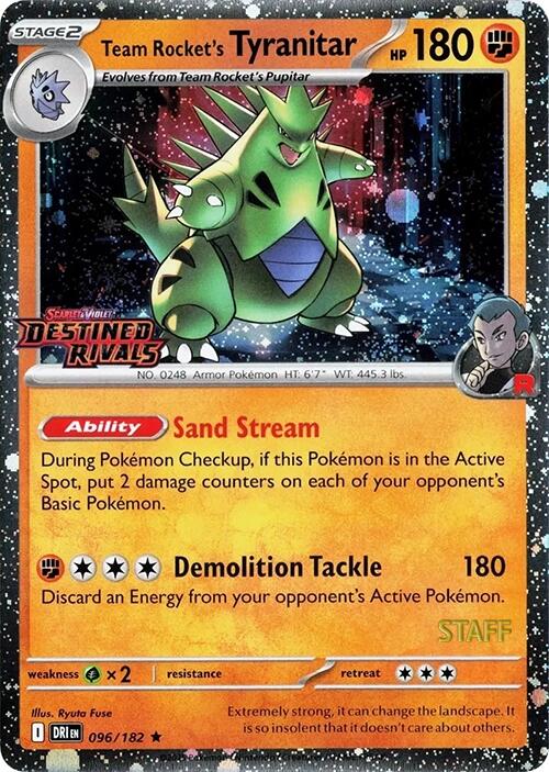 Team Rocket's Tyranitar (096/182) (Prerelease Staff) [Scarlet & Violet: Destined Rivals] | Good Games Cannington