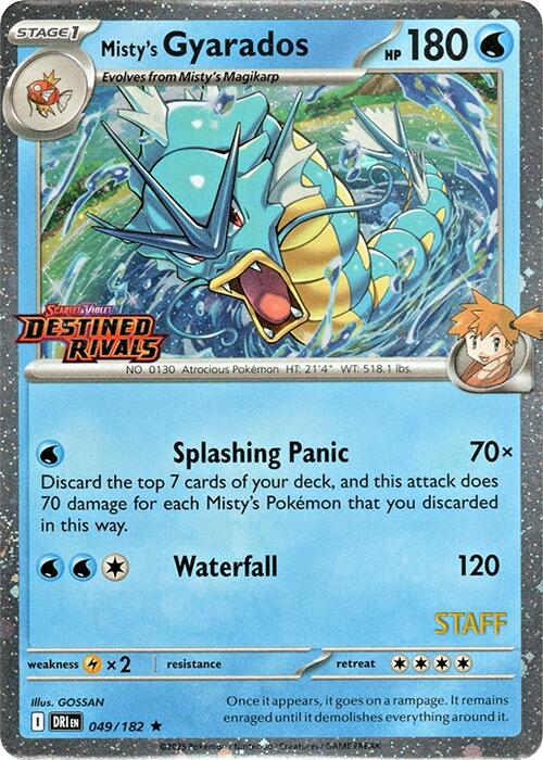 Misty's Gyarados (049/182) (Prerelease Staff) [Scarlet & Violet: Destined Rivals] | Good Games Cannington