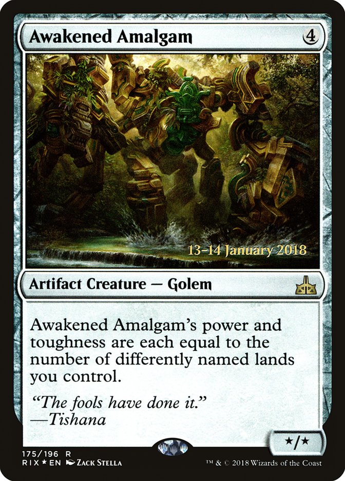 Awakened Amalgam [Rivals of Ixalan Prerelease Promos] | Good Games Cannington