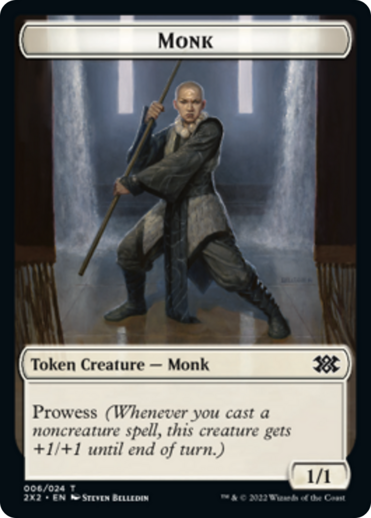 Cat Dragon // Monk Double-Sided Token [Double Masters 2022 Tokens] | Good Games Cannington