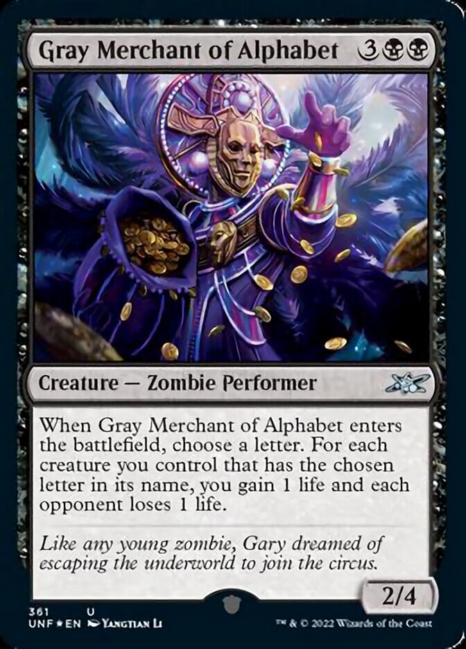 Gray Merchant of Alphabet (Galaxy Foil) [Unfinity] | Good Games Cannington