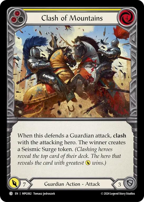 Clash of Mountains (Yellow) [MPG062] (Mastery Pack Guardian)  Rainbow Foil | Good Games Cannington