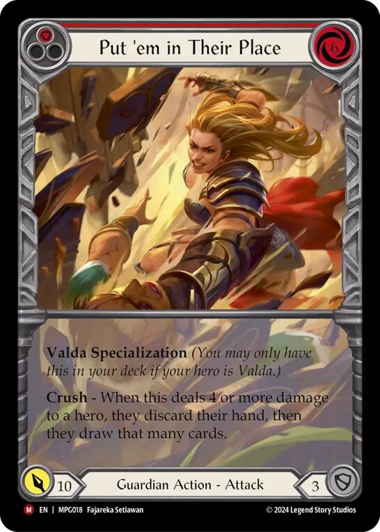 Put 'Em In Their Place (Extended Art) [MPG018] (Mastery Pack Guardian)  Rainbow Foil | Good Games Cannington