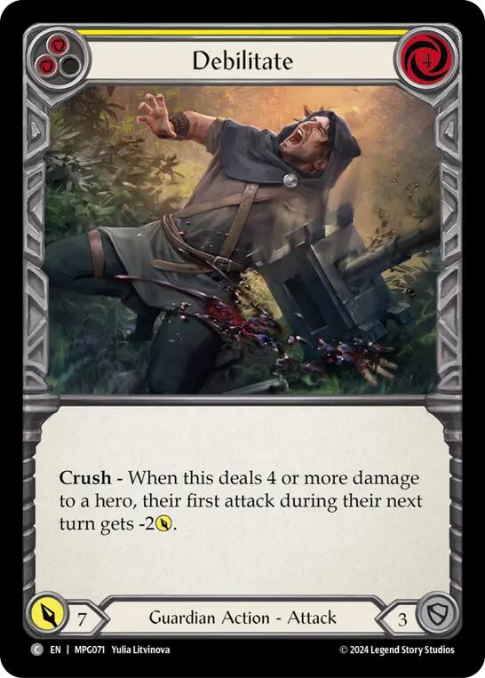 Debilitate (Yellow) [MPG071] (Mastery Pack Guardian) | Good Games Cannington