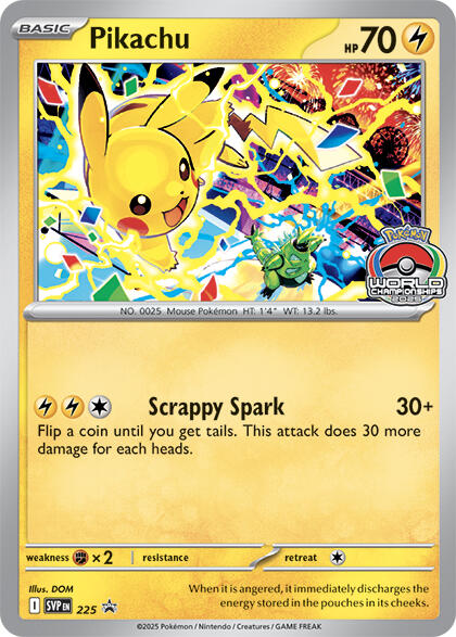Pikachu (225) (World Championship 2025) [Scarlet & Violet: Black Star Promos] | Good Games Cannington