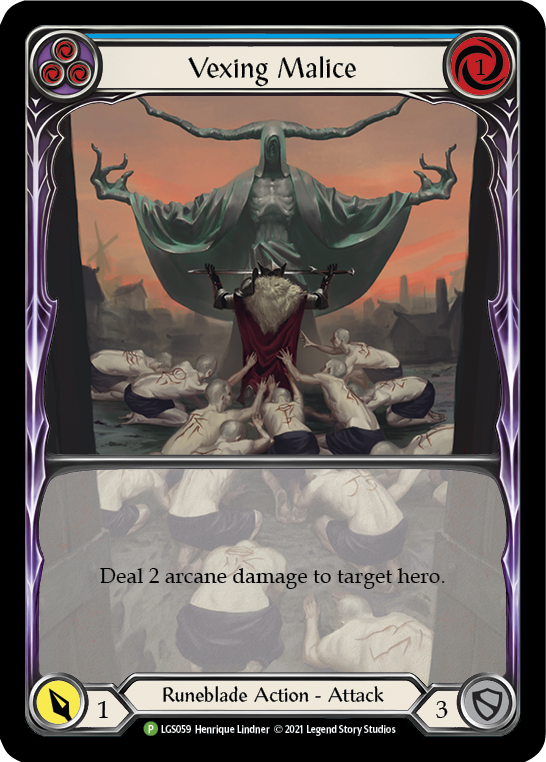 Vexing Malice (Blue) [LGS059] (Promo)  Rainbow Foil | Good Games Cannington