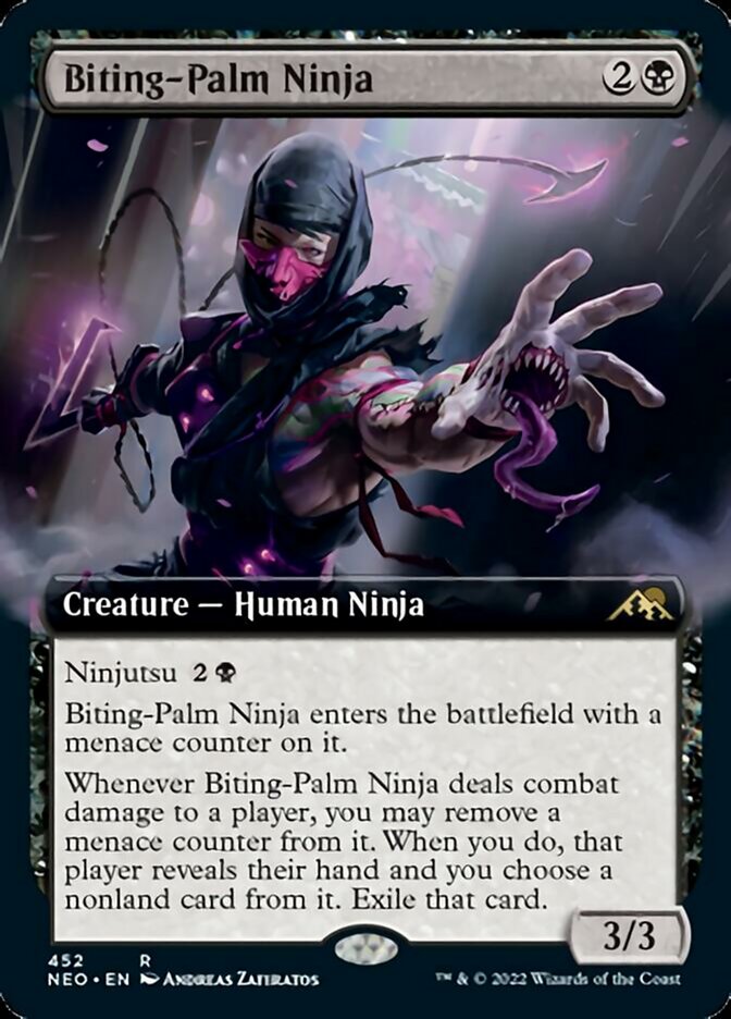 Biting-Palm Ninja (Extended Art) [Kamigawa: Neon Dynasty] | Good Games Cannington