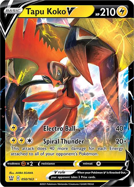 Tapu Koko V 050/163 (SWSH05: Battle Styles)  - Holofoil | Good Games Cannington
