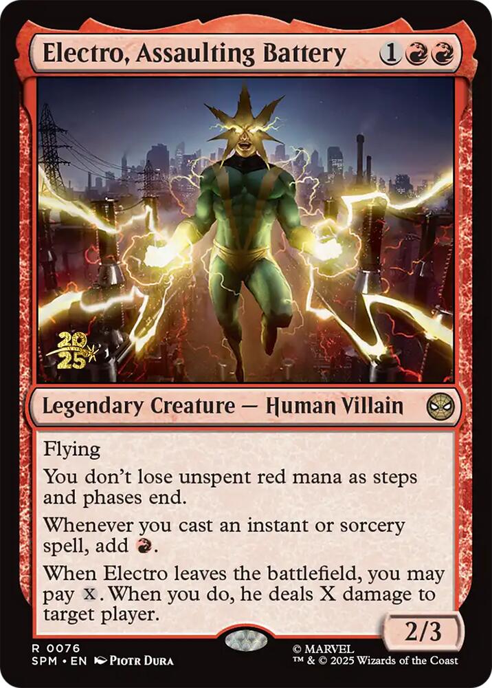 Electro, Assaulting Battery [Marvel's Spider-Man Prerelease Promos] | Good Games Cannington