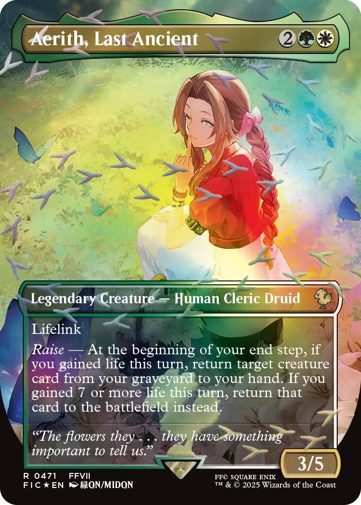 Aerith, Last Ancient (Borderless) (Chocobo Track Foil) [FINAL FANTASY Commander] | Good Games Cannington