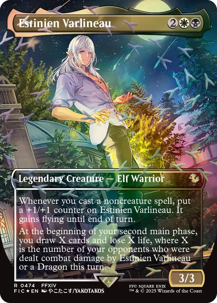 Estinien Varlineau (Borderless) (Chocobo Track Foil) [FINAL FANTASY Commander] | Good Games Cannington