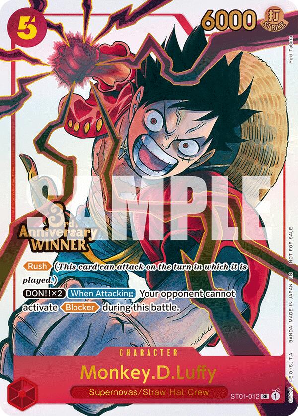 Monkey.D.Luffy (ST01-012) (3rd Anniversary Winner) [One Piece Promotion Cards] | Good Games Cannington