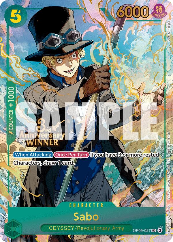 Sabo (OP09-027) (3rd Anniversary Winner) [One Piece Promotion Cards] | Good Games Cannington