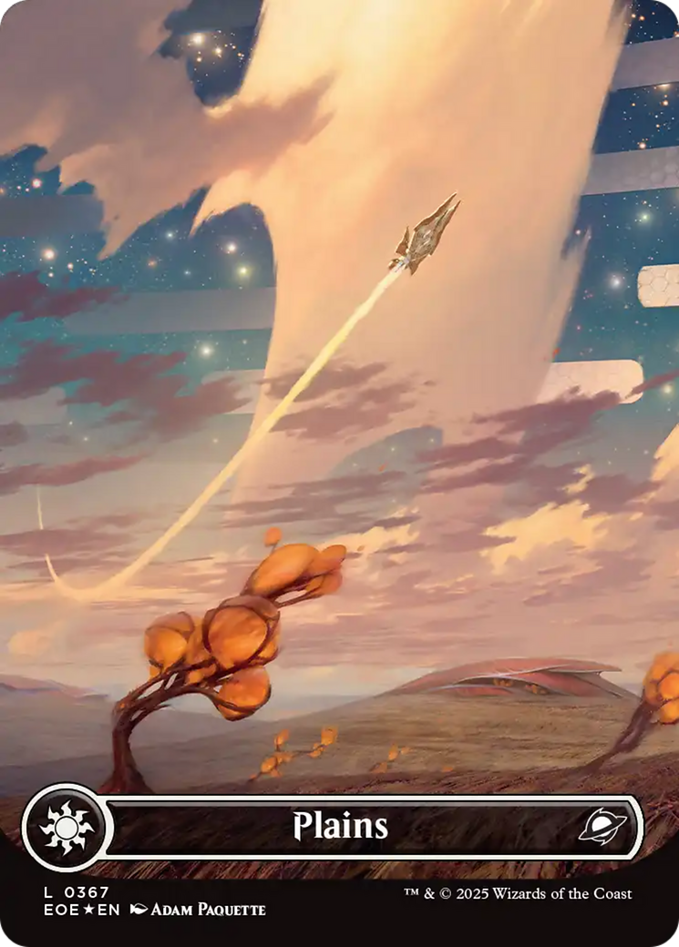 Plains (0367) (Borderless) (Galaxy Foil) [Edge of Eternities] | Good Games Cannington