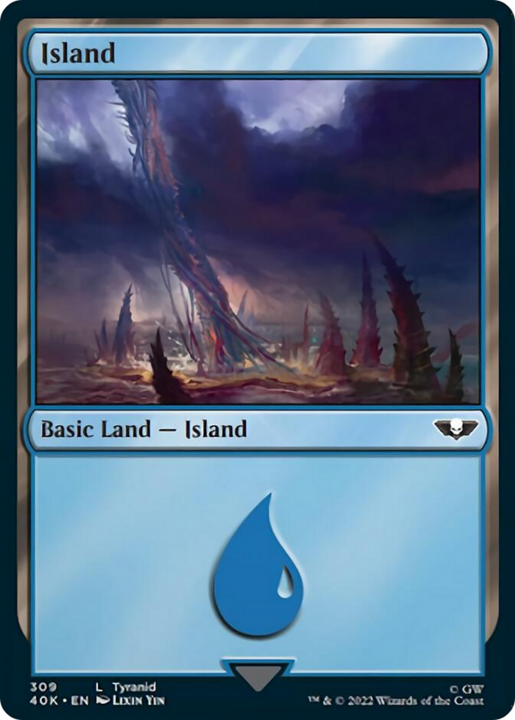 Island (309) (Surge Foil) [Warhammer 40,000] | Good Games Cannington