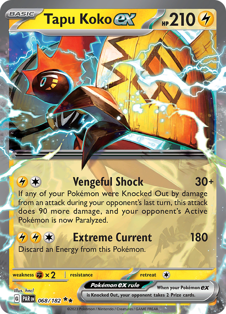 Tapu Koko ex (068/182) [Scarlet & Violet: Paradox Rift] | Good Games Cannington