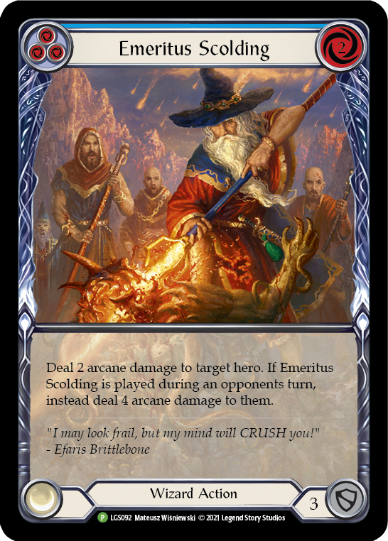 Emeritus Scolding (Blue Extended Art) [LGS092] (Promo)  Rainbow Foil | Good Games Cannington