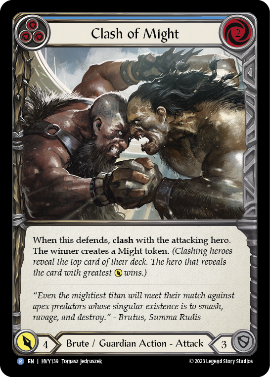 Clash of Might (Blue) [HVY139] (Heavy Hitters)  Rainbow Foil | Good Games Cannington